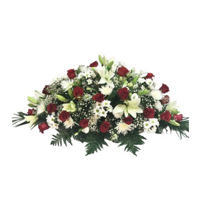 Almohadón de flores blanco y rojos