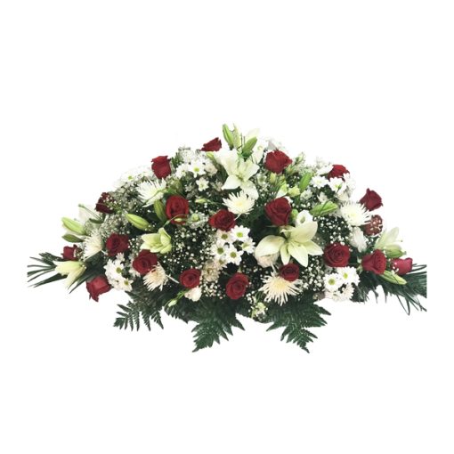 Almohadón de flores blanco y rojos